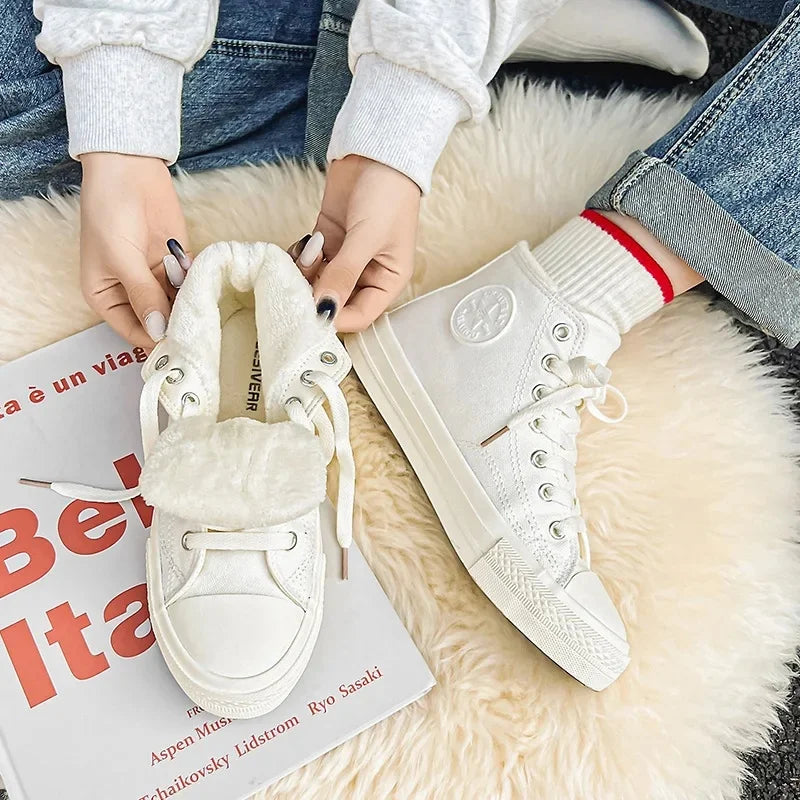 Classic Vintage 1970s High-Top Canvas Shoes