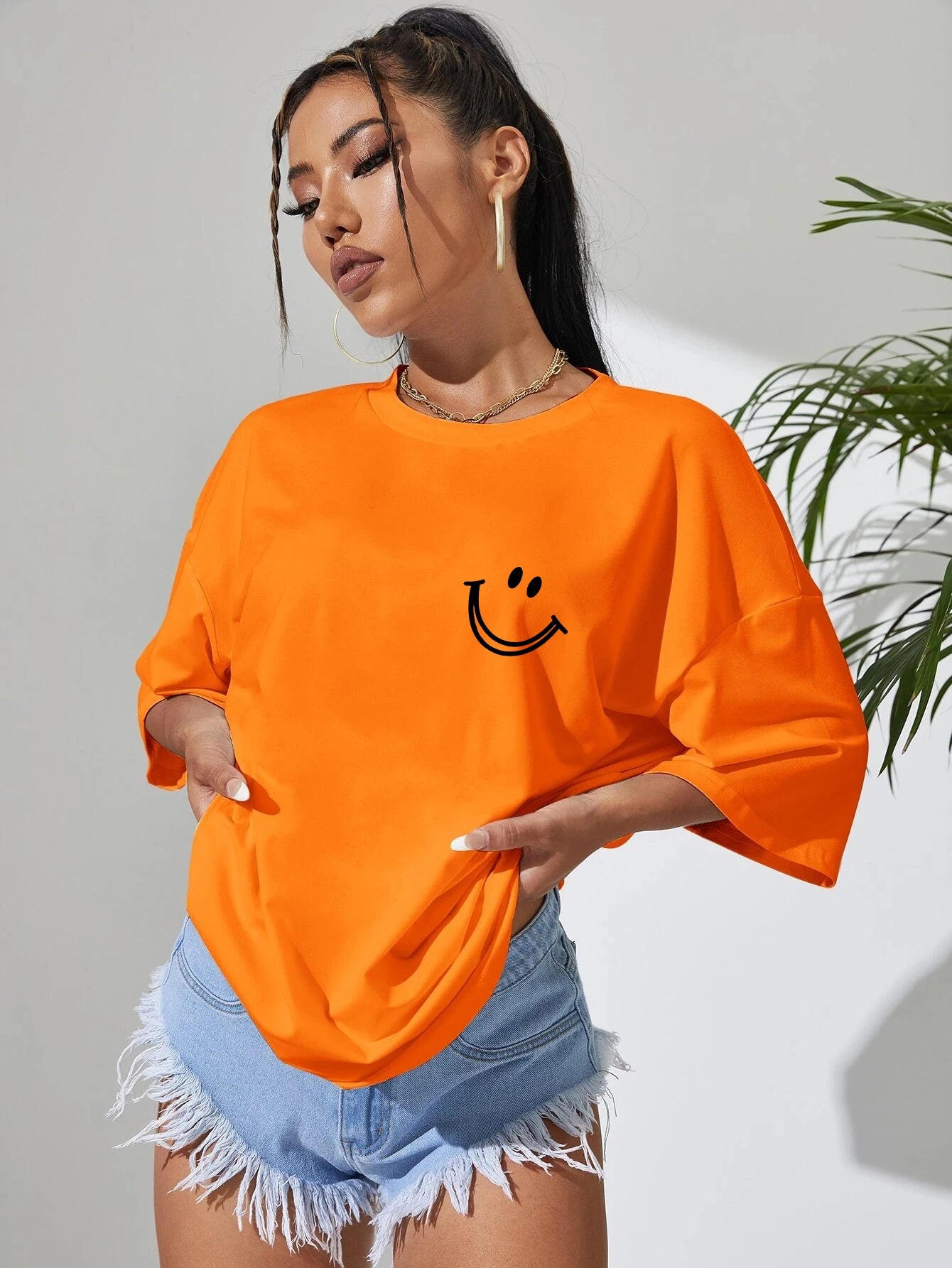 Happy Vibes Smiley T-Shirt – 100% cotton, relaxed fit & retro look - CheapSeasons