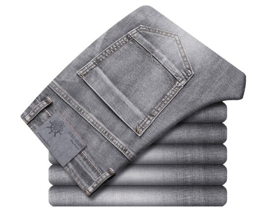 Pair of classic straight jeans from CheapSeasons featuring a timeless fit and comfortable fabric, shown on a neutral background.