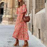 Green floral boho maxi dress by CheapSeasons featuring a lightweight, airy summer design with flowing fabric and casual style.