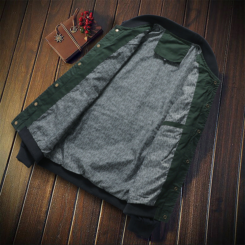 Color-block statement jacket from CheapSeasons featuring vintage vibes and urban rugged style with earthy tones and bold design.