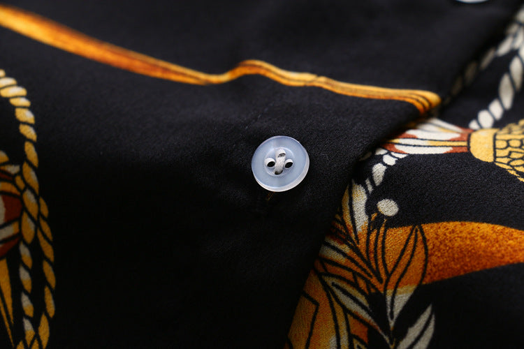 Luxury long shirt in baroque style – Elegant silk-cotton blouse with geometric print - CheapSeasons