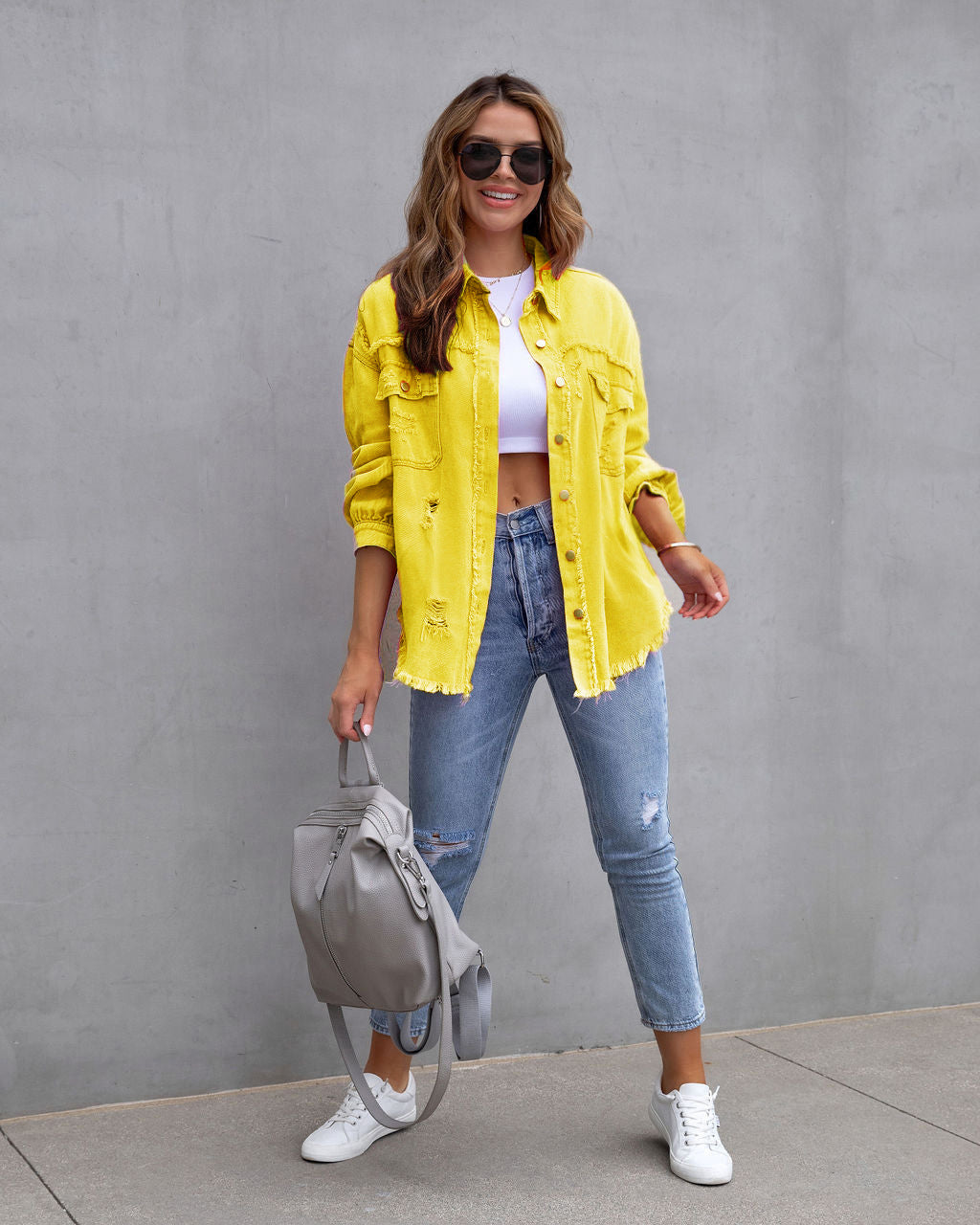 Vintage CheapSeasons shacket with oversized fit, casual style, and button closure, displayed on a hanger against a neutral background.
