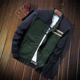Color-block statement jacket from CheapSeasons with vintage vibes and urban rugged style, featuring earthy tones and a modern fit.