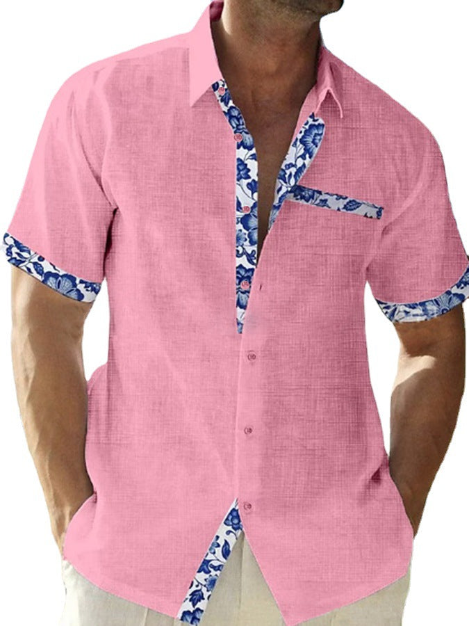 🌊 Your holiday vibe to wear: Short-sleeved linen shirt with floral accents