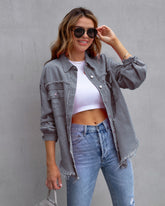 Vintage CheapSeasons shacket with oversized fit, featuring a casual, relaxed style in neutral tones.