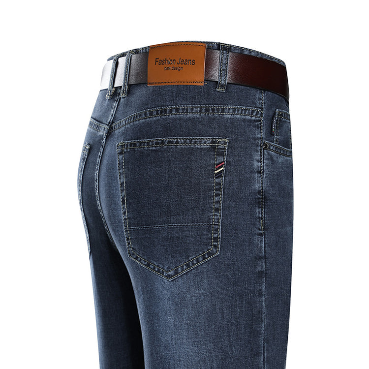 Pair of premium straight jeans by CheapSeasons featuring a classic cut and comfortable fit, shown in a front view.