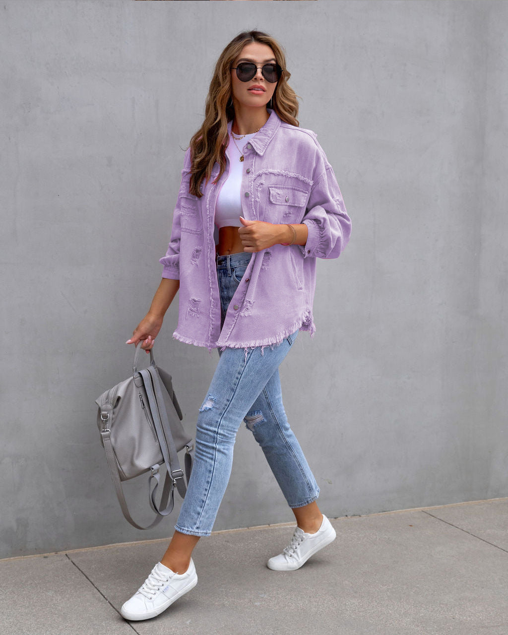 Vintage CheapSeasons shacket in oversized fit, featuring a casual, relaxed style with plaid pattern and button details.