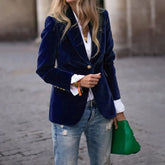 Velvet Elegance blazer by CheapSeasons, showcasing a stylish dark velvet blazer with a tailored fit and sophisticated design.