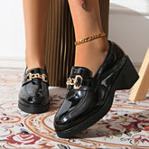 Pink Lackloafer by CheapSeasons with satin bow, stylish slip-on shoe designed for a chic and eye-catching look.