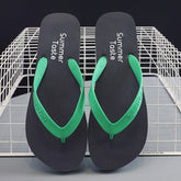 CheapSeasons flip flops for summer, lightweight and comfortable footwear with adjustable straps and a textured sole.