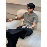 Modernes Zopfstrick-Poloshirt für Herren im Y2K High-Fashion-Look 