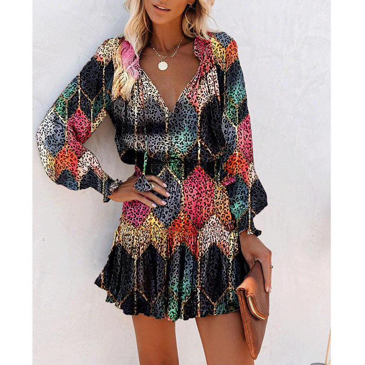 Brightly colored CheapSeasons dress with bold pattern, stylish fit, and eye-catching design perfect for making a statement.