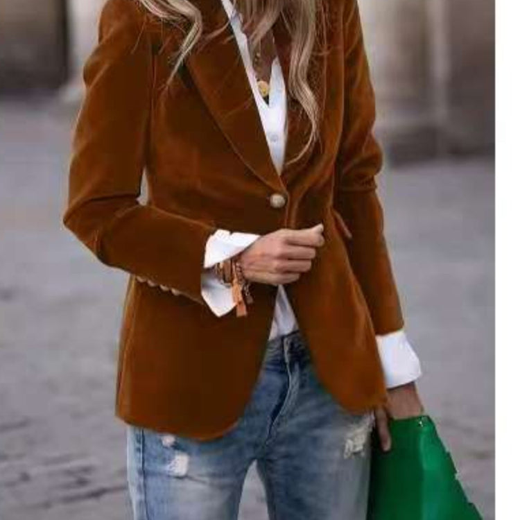 Velvet Elegance blazer by CheapSeasons featuring a sleek, fitted design in rich velvet fabric, perfect for sophisticated style.