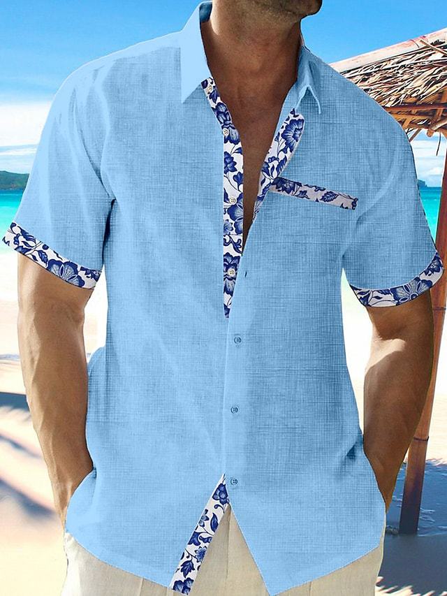 🌊 Your holiday vibe to wear: Short-sleeved linen shirt with floral accents