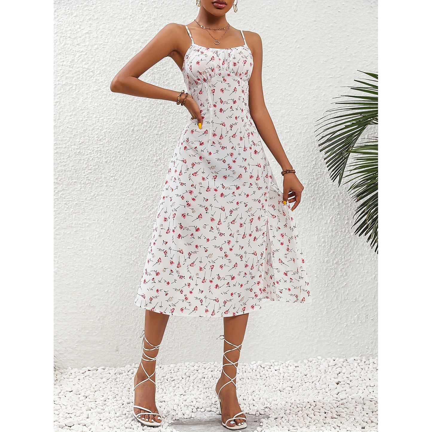 Satin-Maxikleid „Summer Blossom" – Florales Sommerkleid mit elegantem Schnitt