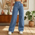 Wide leg jeans by CheapSeasons in various sizes, featuring a relaxed fit and classic denim wash on a model.