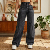 Light blue wide-leg jeans from CheapSeasons, featuring a relaxed fit and high waist, styled on a model.