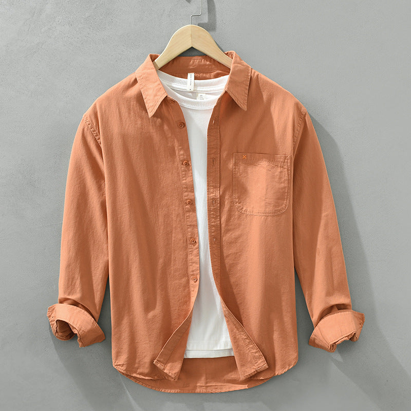 Herren Freizeithemd Blutorange aus 100% Baumwolle