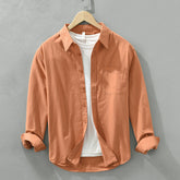 Herren Freizeithemd Blutorange aus 100% Baumwolle