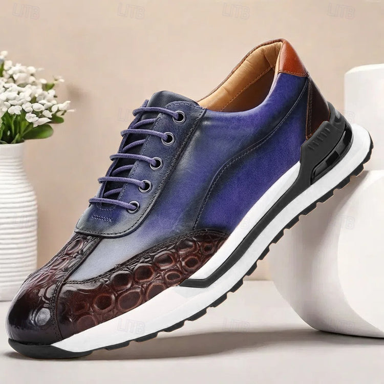Luxuriöse Herrenschuhe aus Volllederleder mit Krokodilprägung, stilvolle und hochwertige aussehende Schuhe von CheapSeasons.