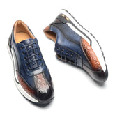 Luxuriöser Herren-Vollnarbenleder-Sneaker mit Krokodilprägung von CheapSeasons, mit elegantem Design und strukturierter Lederoberfläche.