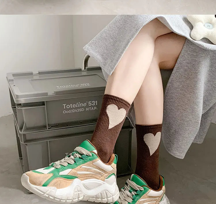 Organic cotton socks “Spread Love” – vibrant colors with a cute heart embroidery - CheapSeasons