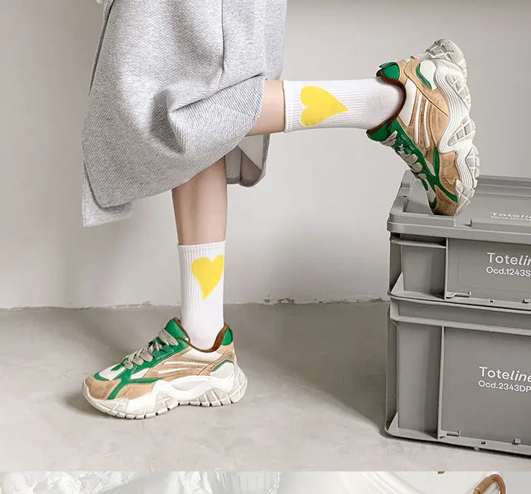 Organic cotton socks “Spread Love” – vibrant colors with a cute heart embroidery - CheapSeasons