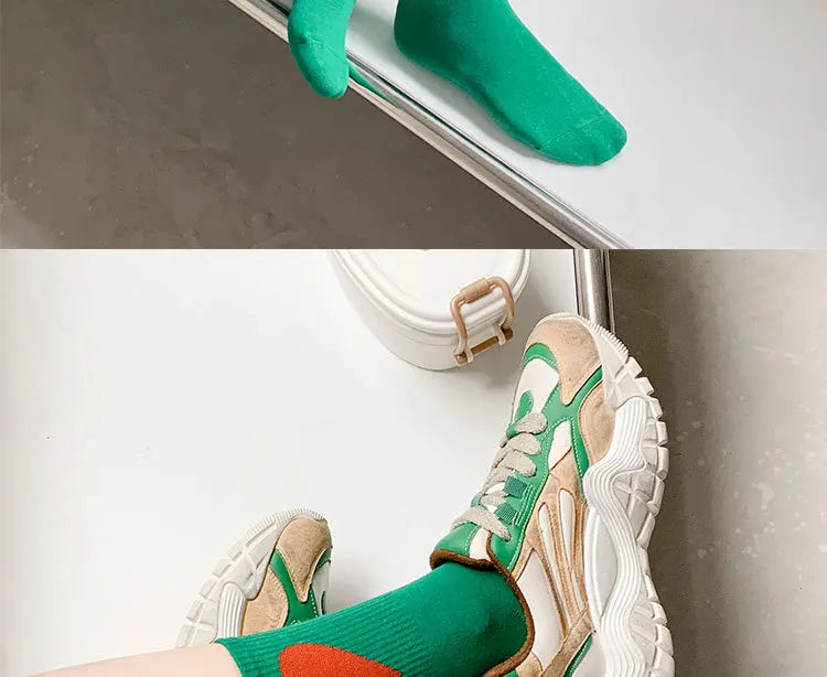 Organic cotton socks “Spread Love” – vibrant colors with a cute heart embroidery - CheapSeasons