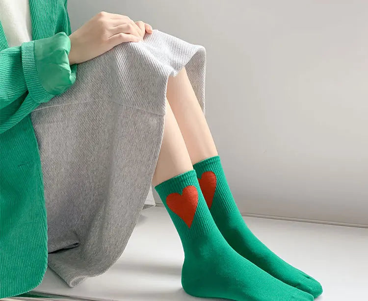 Organic cotton socks “Spread Love” – vibrant colors with a cute heart embroidery - CheapSeasons