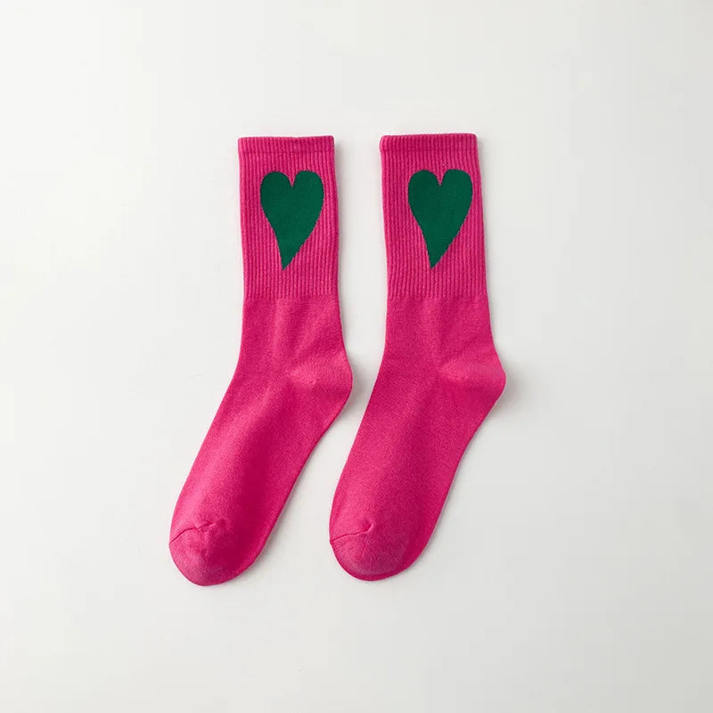 Organic cotton socks “Spread Love” – vibrant colors with a cute heart embroidery - CheapSeasons