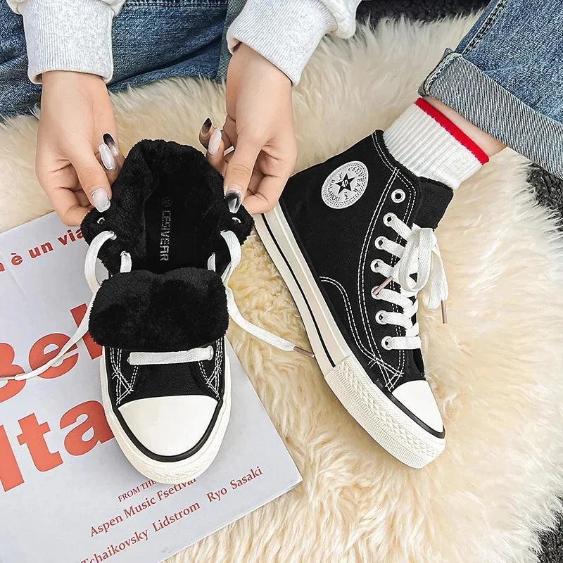 Classic Vintage 1970s High-Top Canvas Shoes