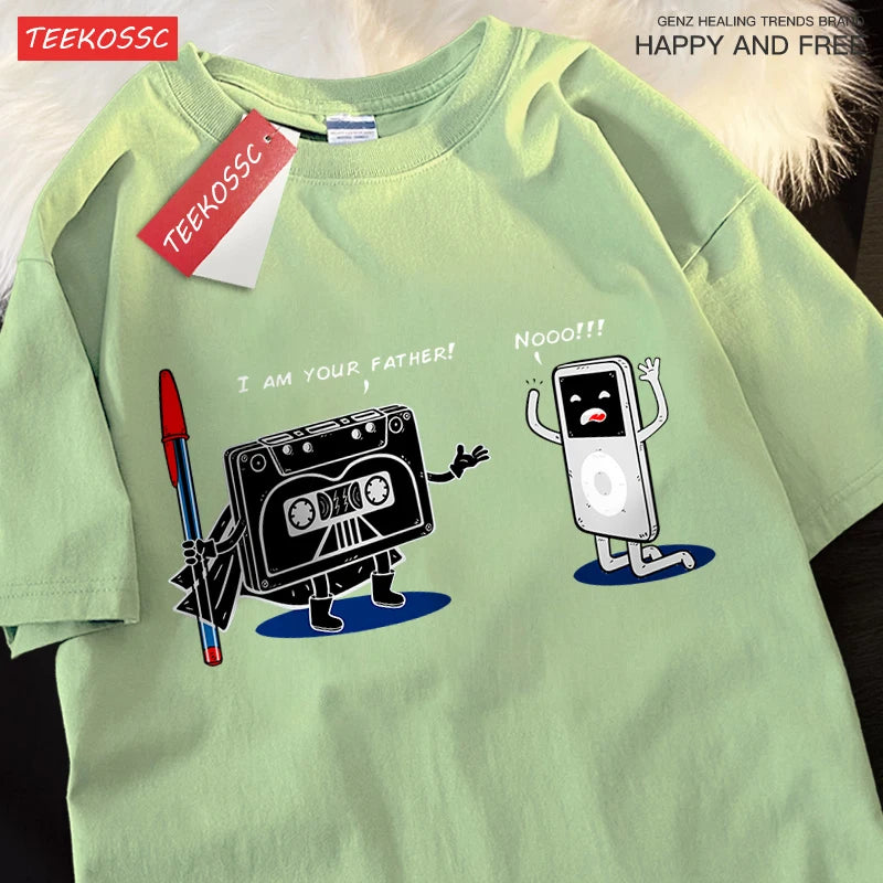 Fun Cassette Tape I Am Your Father Male Clothes Hip Hop Oversize T-Shirts Summer Casual Short Sleeve Cotton Loose Street T Shirt - CheapSeasons