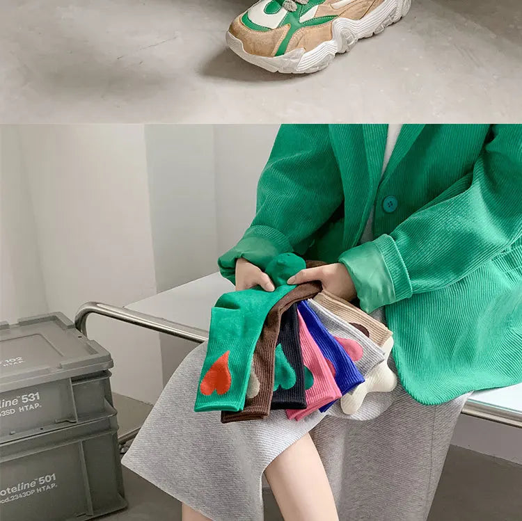 Organic cotton socks “Spread Love” – vibrant colors with a cute heart embroidery - CheapSeasons