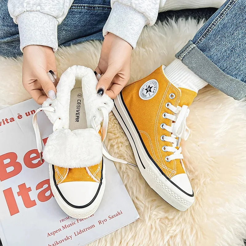 Classic Vintage 1970s High-Top Canvas Shoes