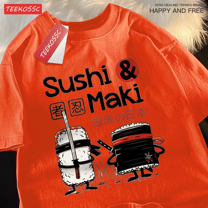 🍣 Sushi style for your everyday life! Minimalist unisex T-shirt. Hand-drawn design, breathable & relaxed fit. Shop now! ✨ - CheapSeasons