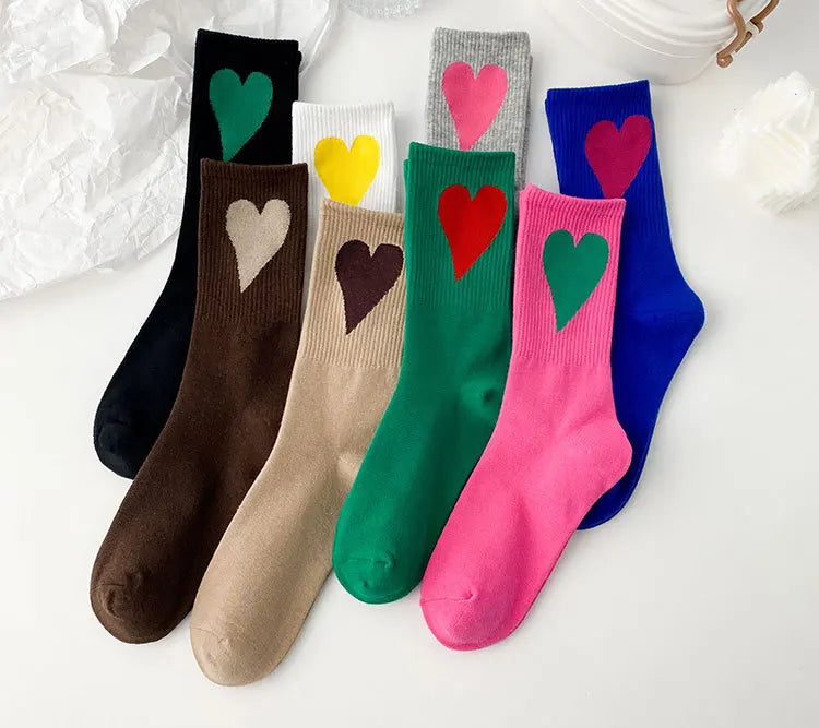 Organic cotton socks “Spread Love” – vibrant colors with a cute heart embroidery - CheapSeasons