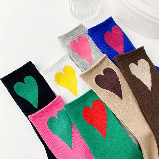Organic cotton socks “Spread Love” – vibrant colors with a cute heart embroidery - CheapSeasons