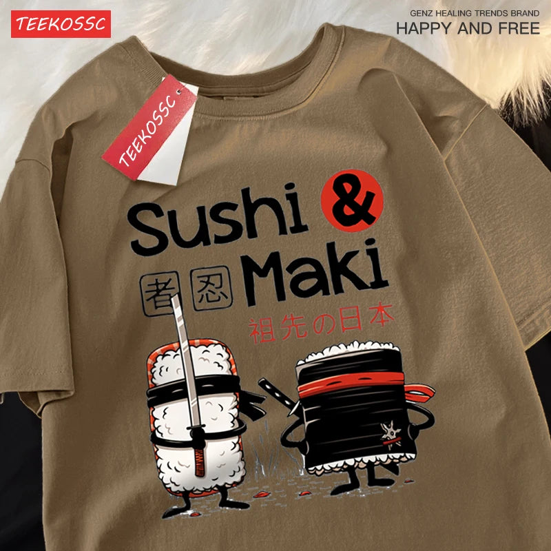 🍣 Sushi style for your everyday life! Minimalist unisex T-shirt. Hand-drawn design, breathable & relaxed fit. Shop now! ✨ - CheapSeasons