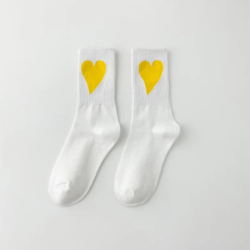 Organic cotton socks “Spread Love” – vibrant colors with a cute heart embroidery - CheapSeasons