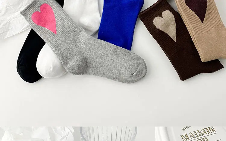 Organic cotton socks “Spread Love” – vibrant colors with a cute heart embroidery - CheapSeasons