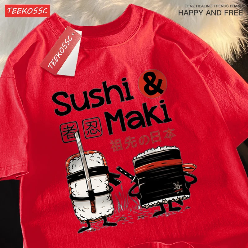 🍣 Sushi style for your everyday life! Minimalist unisex T-shirt. Hand-drawn design, breathable & relaxed fit. Shop now! ✨ - CheapSeasons