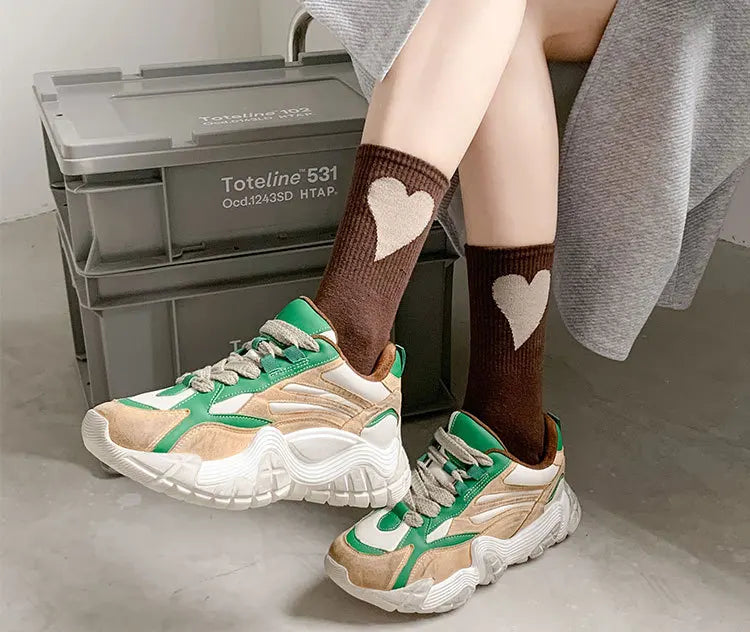 Organic cotton socks “Spread Love” – vibrant colors with a cute heart embroidery - CheapSeasons