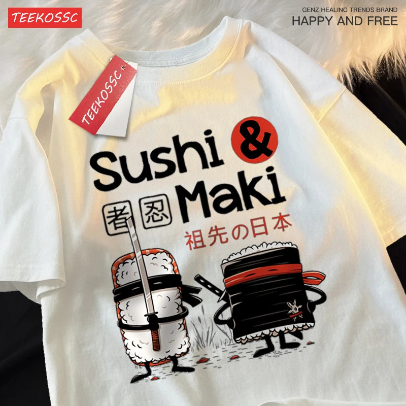 🍣 Sushi style for your everyday life! Minimalist unisex T-shirt. Hand-drawn design, breathable & relaxed fit. Shop now! ✨ - CheapSeasons