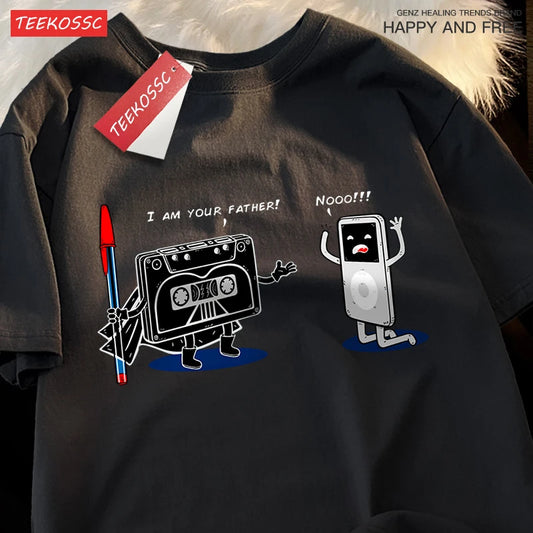Fun Cassette Tape I Am Your Father Male Clothes Hip Hop Oversize T-Shirts Summer Casual Short Sleeve Cotton Loose Street T Shirt - CheapSeasons