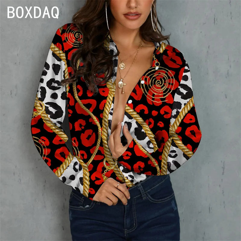 Luxury Gold-Print Chiffon Bluse – High-Fashion Barock-Design & Eleganter Slim-Fit - CheapSeasons