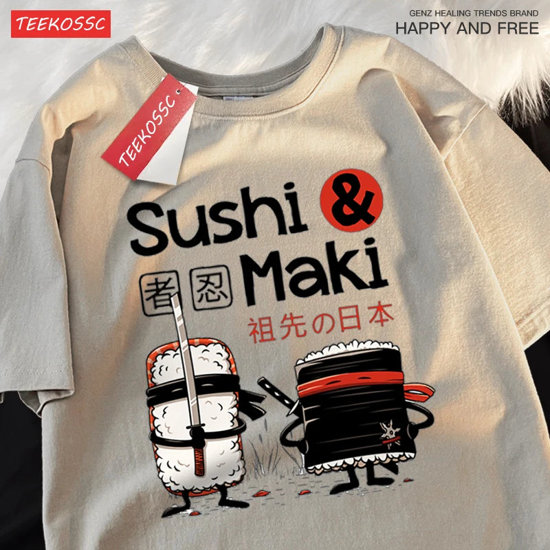 🍣 Sushi style for your everyday life! Minimalist unisex T-shirt. Hand-drawn design, breathable & relaxed fit. Shop now! ✨ - CheapSeasons