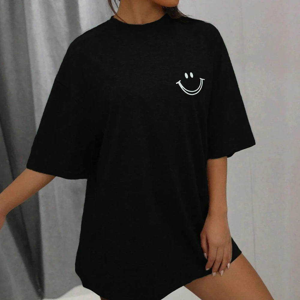 Happy Vibes Smiley T-Shirt – 100% cotton, relaxed fit & retro look - CheapSeasons