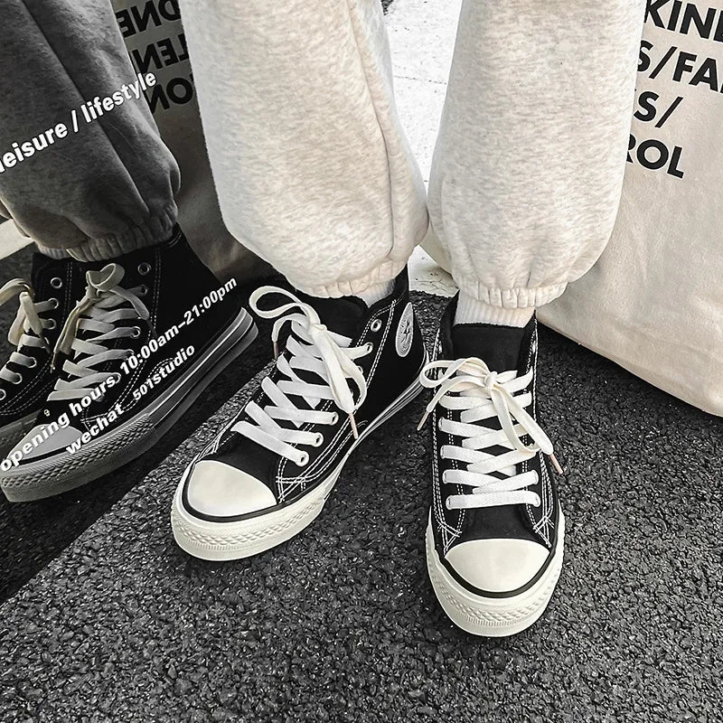 Classic Vintage 1970s High-Top Canvas Shoes