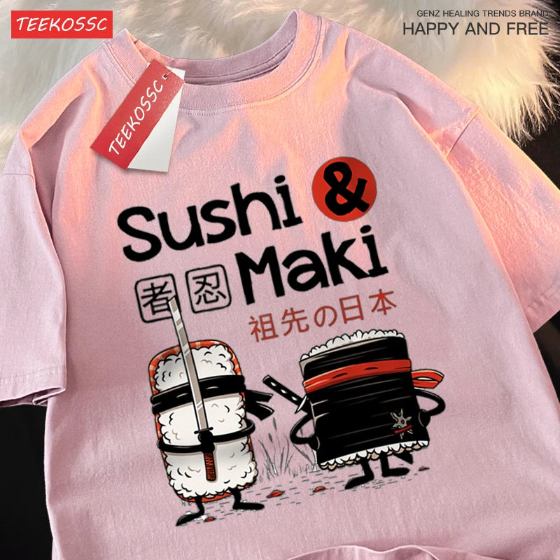 🍣 Sushi style for your everyday life! Minimalist unisex T-shirt. Hand-drawn design, breathable & relaxed fit. Shop now! ✨ - CheapSeasons